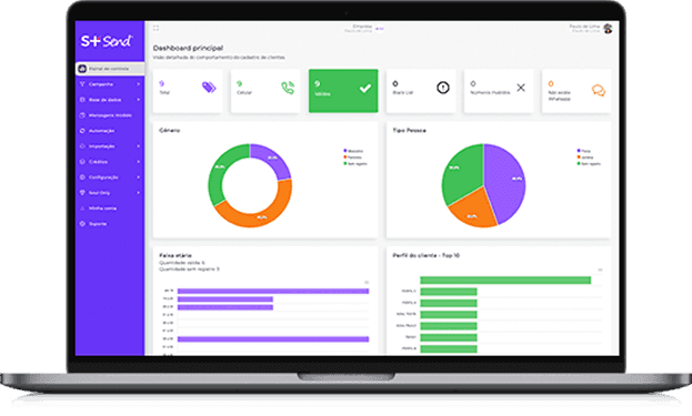 Imagem de um macbook com o dashboard do Soul Send